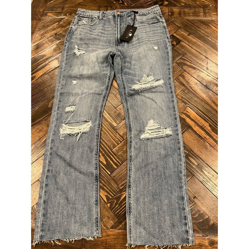 Distressed Gray Straight Leg Jeans